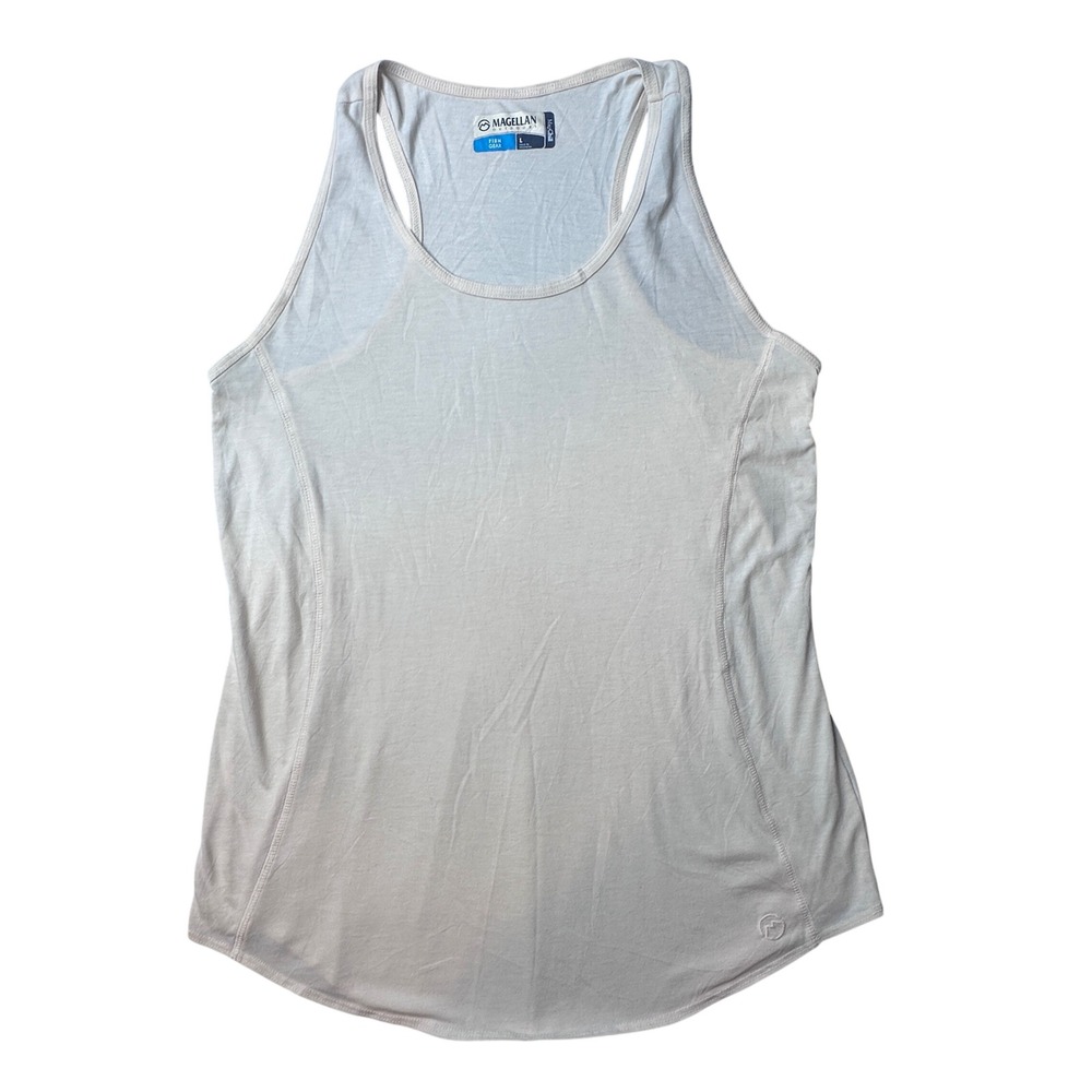 Magellan Tank Top Womens L Cream Fish Gear MagChill Racerback Active 37376